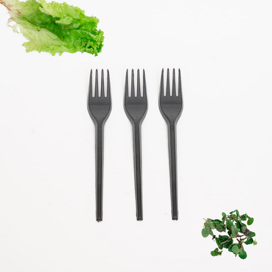 Black Plastic Disposable Fork 1 Pack (100 Pieces)