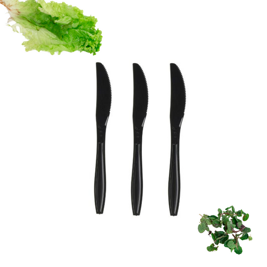 Black Plastic Disposable Knife 1 Pack (100 Pieces)